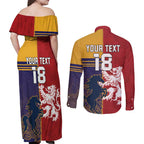 Custom British Lions Queensland Couples Matching Off Shoulder Maxi Dress and Long Sleeve Button Shirt Unique Style - Aussie Hoodie