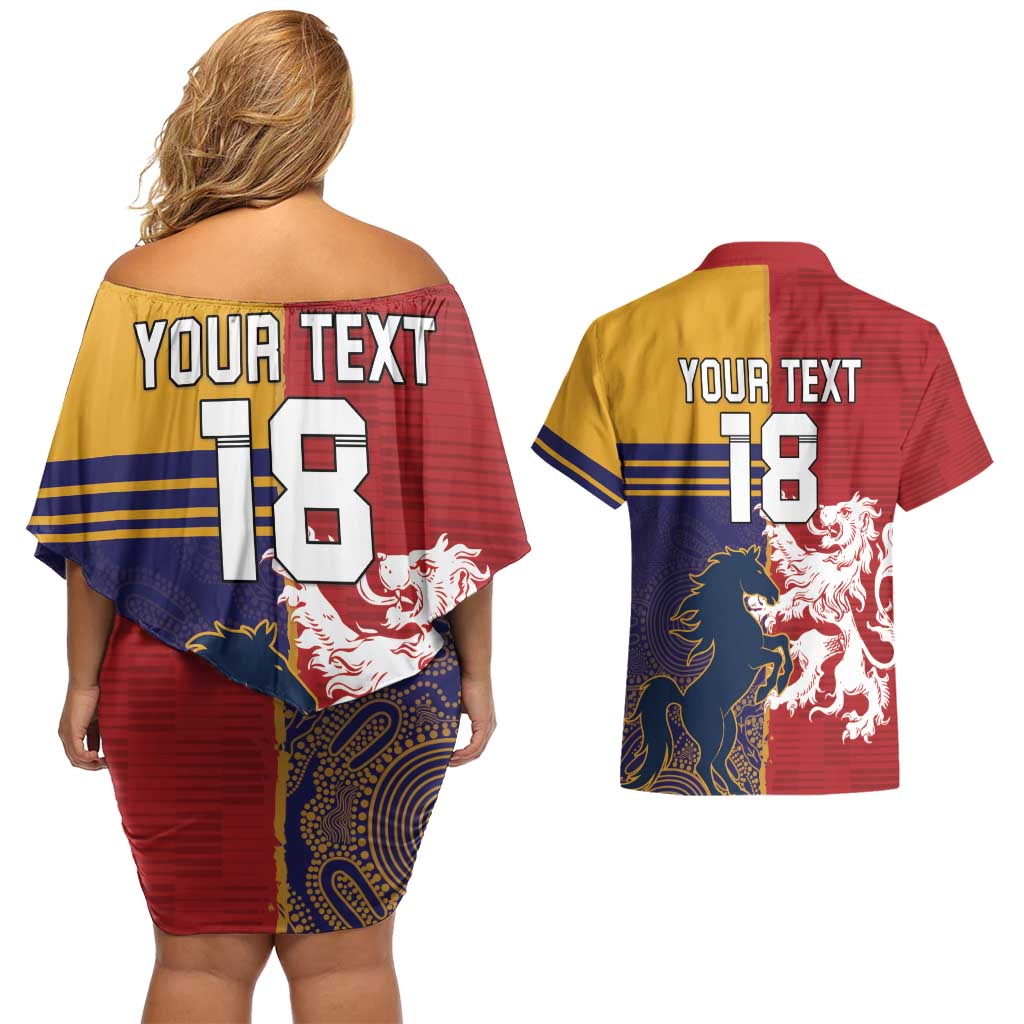 Custom British Lions Queensland Couples Matching Off Shoulder Short Dress and Hawaiian Shirt Unique Style - Aussie Hoodie
