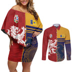 Custom British Lions Queensland Couples Matching Off Shoulder Short Dress and Long Sleeve Button Shirt Unique Style - Aussie Hoodie