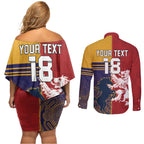 Custom British Lions Queensland Couples Matching Off Shoulder Short Dress and Long Sleeve Button Shirt Unique Style - Aussie Hoodie