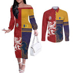 Custom British Lions Queensland Couples Matching Off The Shoulder Long Sleeve Dress and Long Sleeve Button Shirt Unique Style - Aussie Hoodie