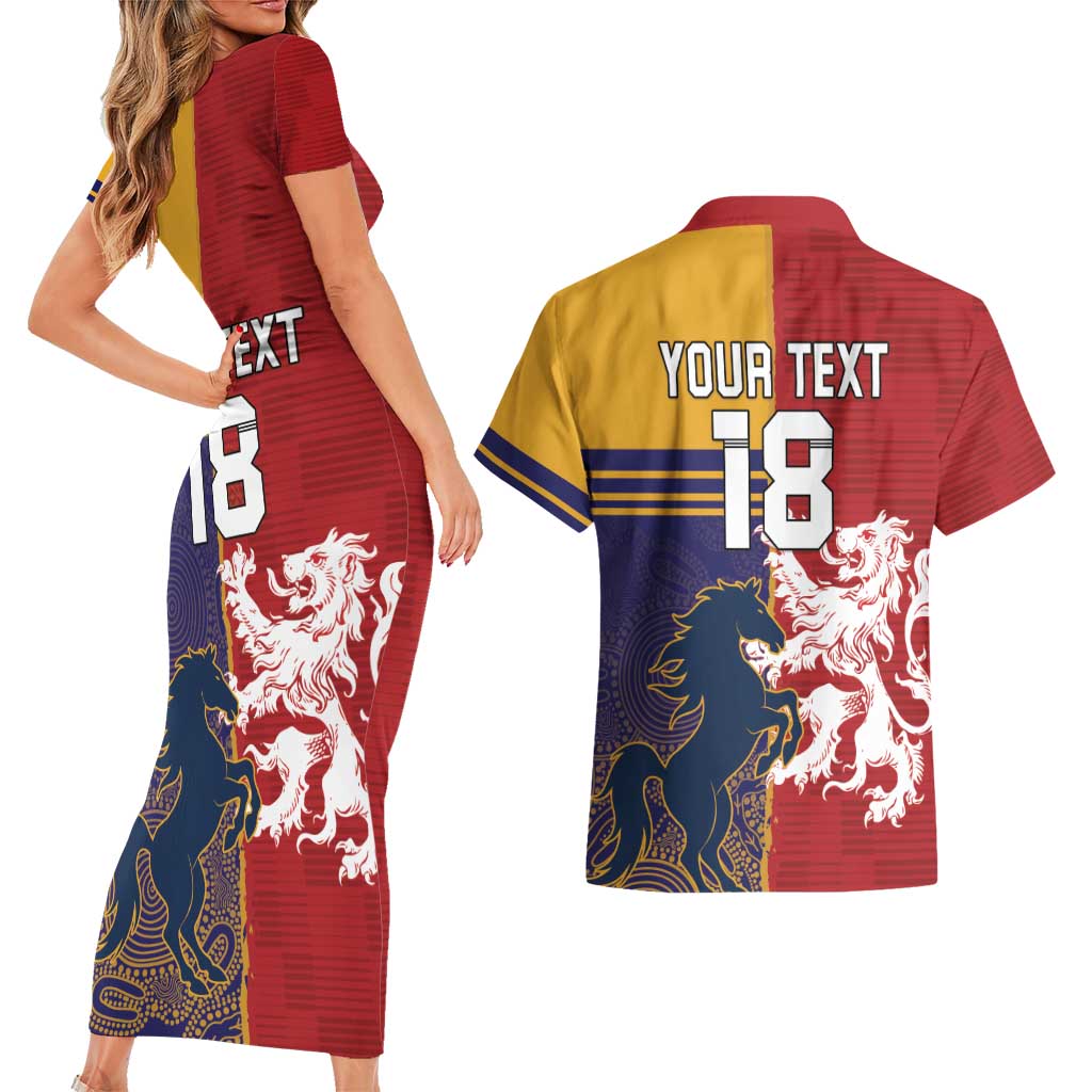 Custom British Lions Queensland Couples Matching Short Sleeve Bodycon Dress and Hawaiian Shirt Unique Style - Aussie Hoodie