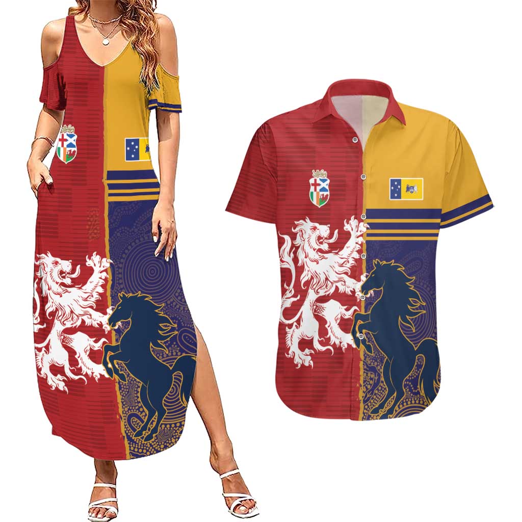Custom British Lions Queensland Couples Matching Summer Maxi Dress and Hawaiian Shirt Unique Style - Aussie Hoodie