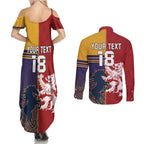 Custom British Lions Queensland Couples Matching Summer Maxi Dress and Long Sleeve Button Shirt Unique Style - Aussie Hoodie