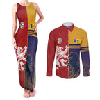Custom British Lions Queensland Couples Matching Tank Maxi Dress and Long Sleeve Button Shirt Unique Style - Aussie Hoodie