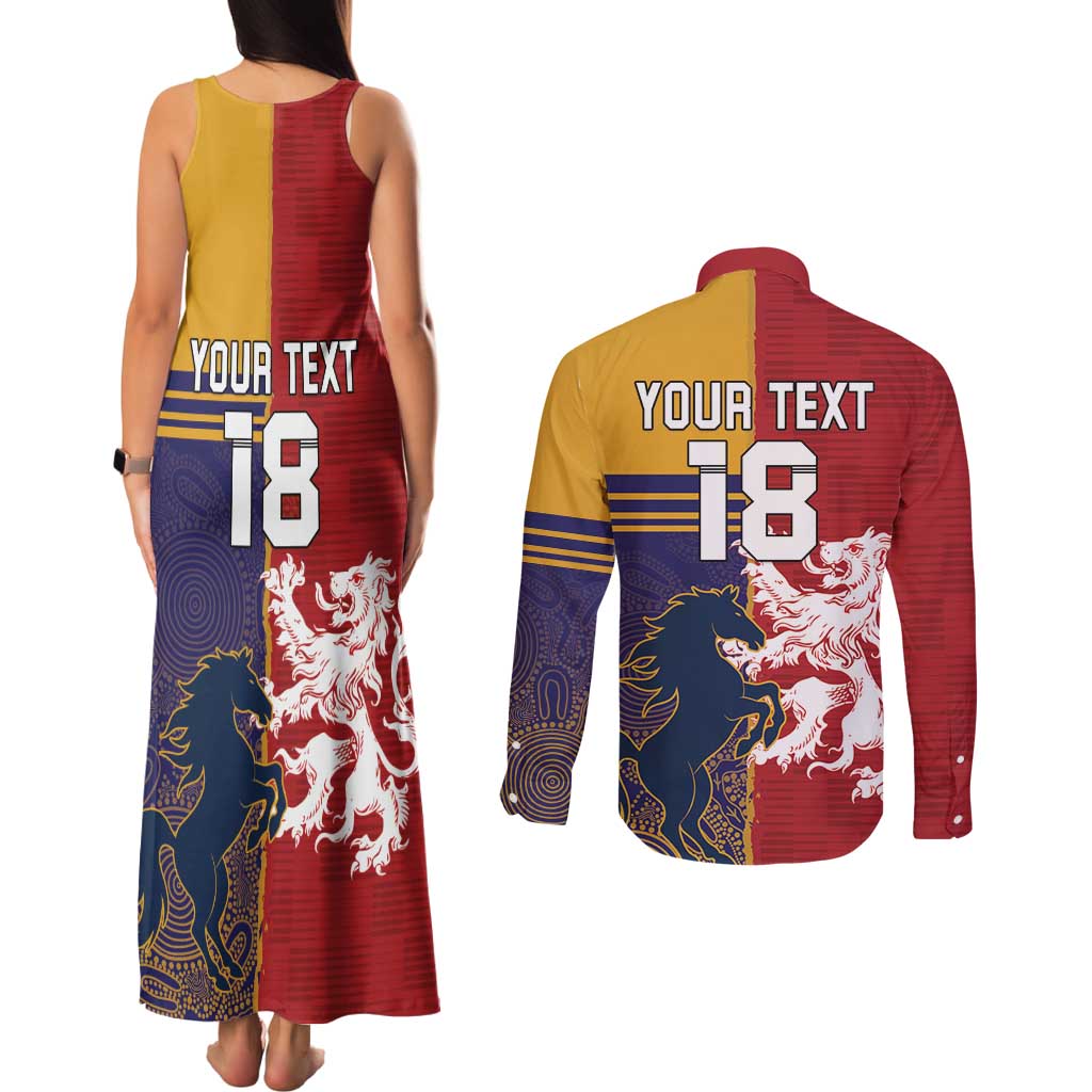 Custom British Lions Queensland Couples Matching Tank Maxi Dress and Long Sleeve Button Shirt Unique Style - Aussie Hoodie
