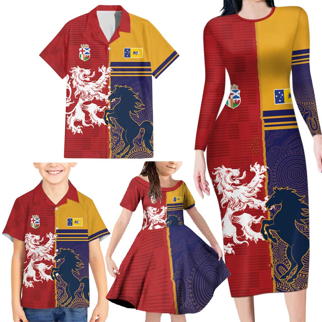 Custom British Lions Queensland Family Matching Long Sleeve Bodycon Dress and Hawaiian Shirt Unique Style - Aussie Hoodie