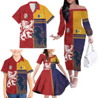 Custom British Lions Queensland Family Matching Off The Shoulder Long Sleeve Dress and Hawaiian Shirt Unique Style - Aussie Hoodie