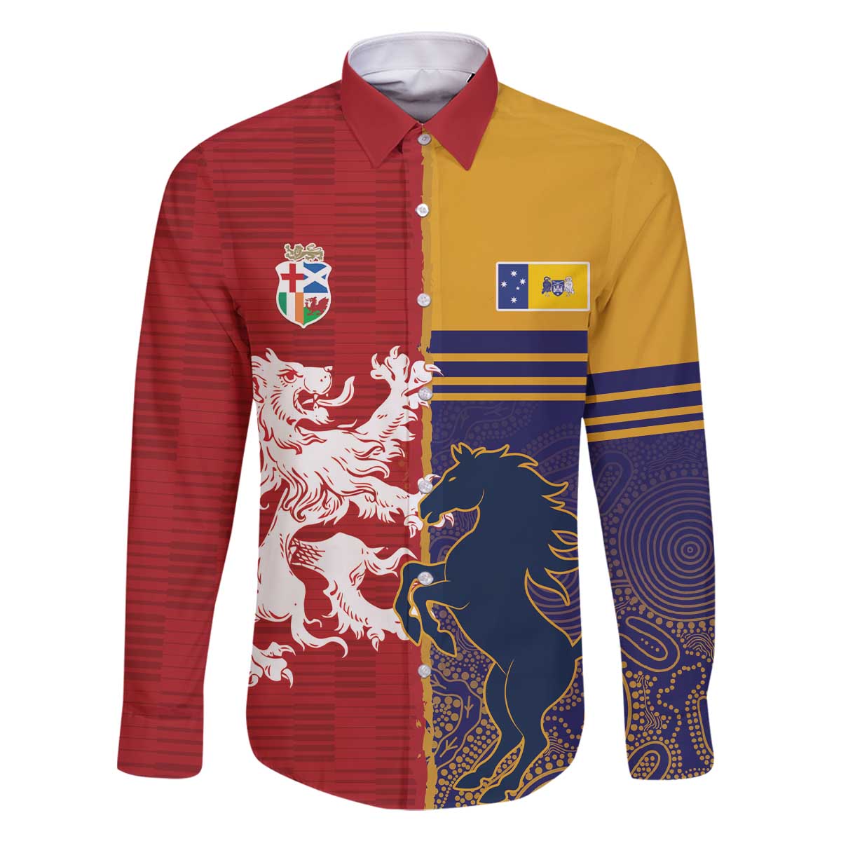 Custom British Lions Queensland Family Matching Off The Shoulder Long Sleeve Dress and Hawaiian Shirt Unique Style - Aussie Hoodie