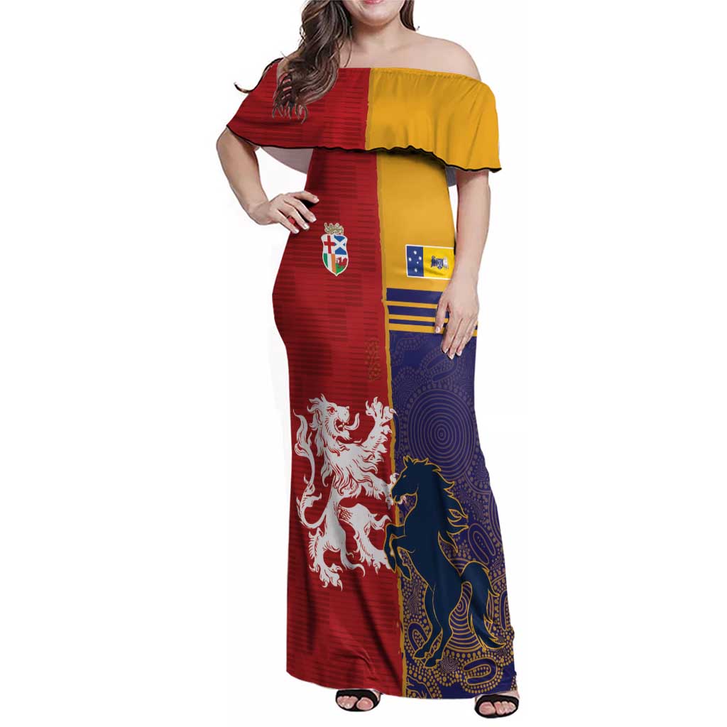 Custom British Lions Queensland Family Matching Off Shoulder Maxi Dress and Hawaiian Shirt Unique Style - Aussie Hoodie