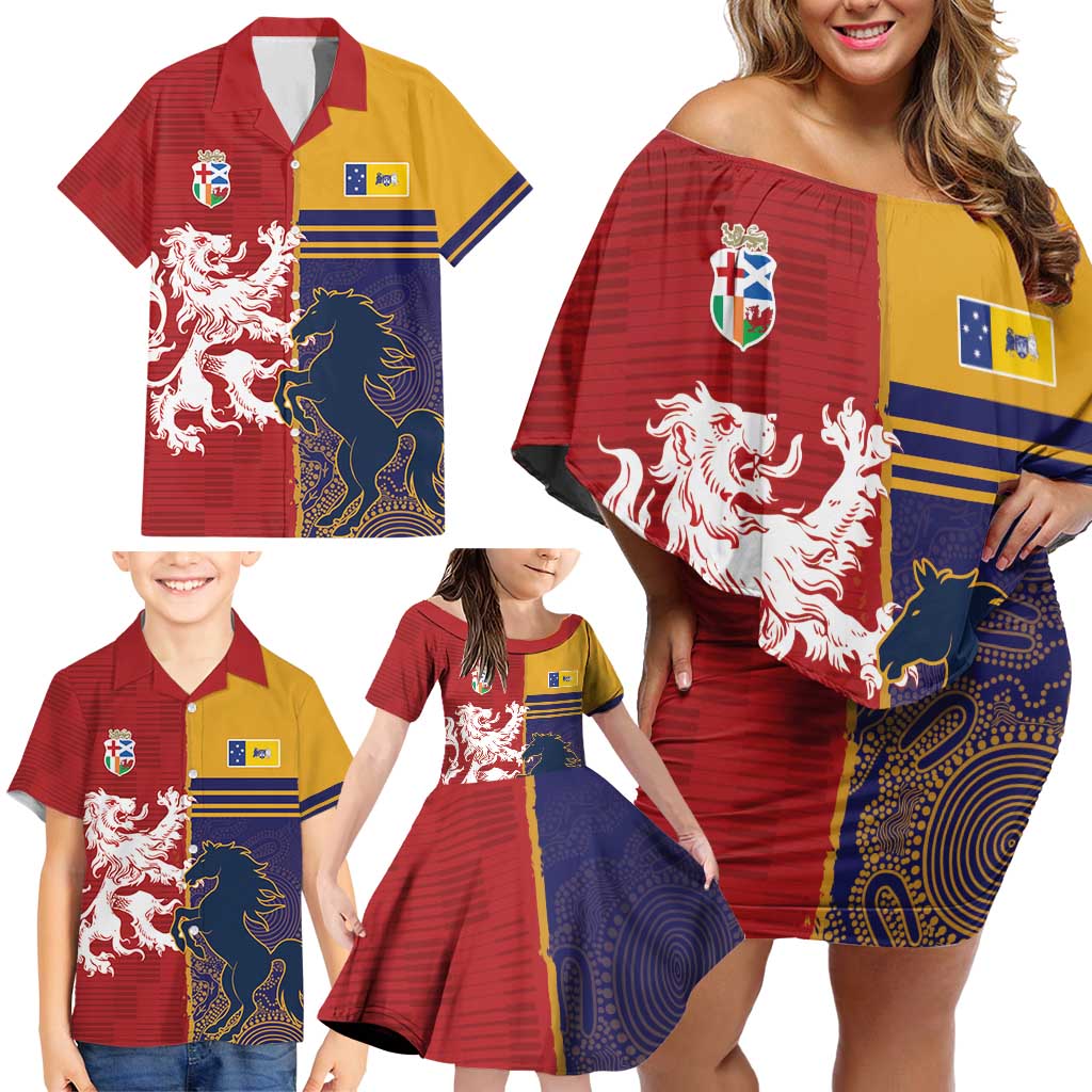 Custom British Lions Queensland Family Matching Off Shoulder Short Dress and Hawaiian Shirt Unique Style - Aussie Hoodie