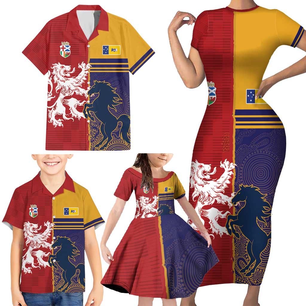 Custom British Lions Queensland Family Matching Short Sleeve Bodycon Dress and Hawaiian Shirt Unique Style - Aussie Hoodie