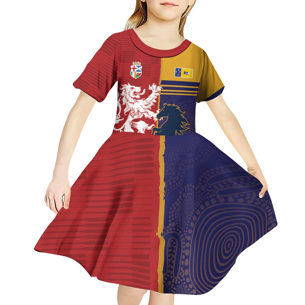 Custom British Lions Queensland Kid Short Sleeve Dress Unique Style - Aussie Hoodie