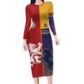 Custom British Lions Queensland Long Sleeve Bodycon Dress Unique Style - Aussie Hoodie