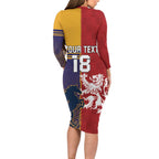 Custom British Lions Queensland Long Sleeve Bodycon Dress Unique Style - Aussie Hoodie