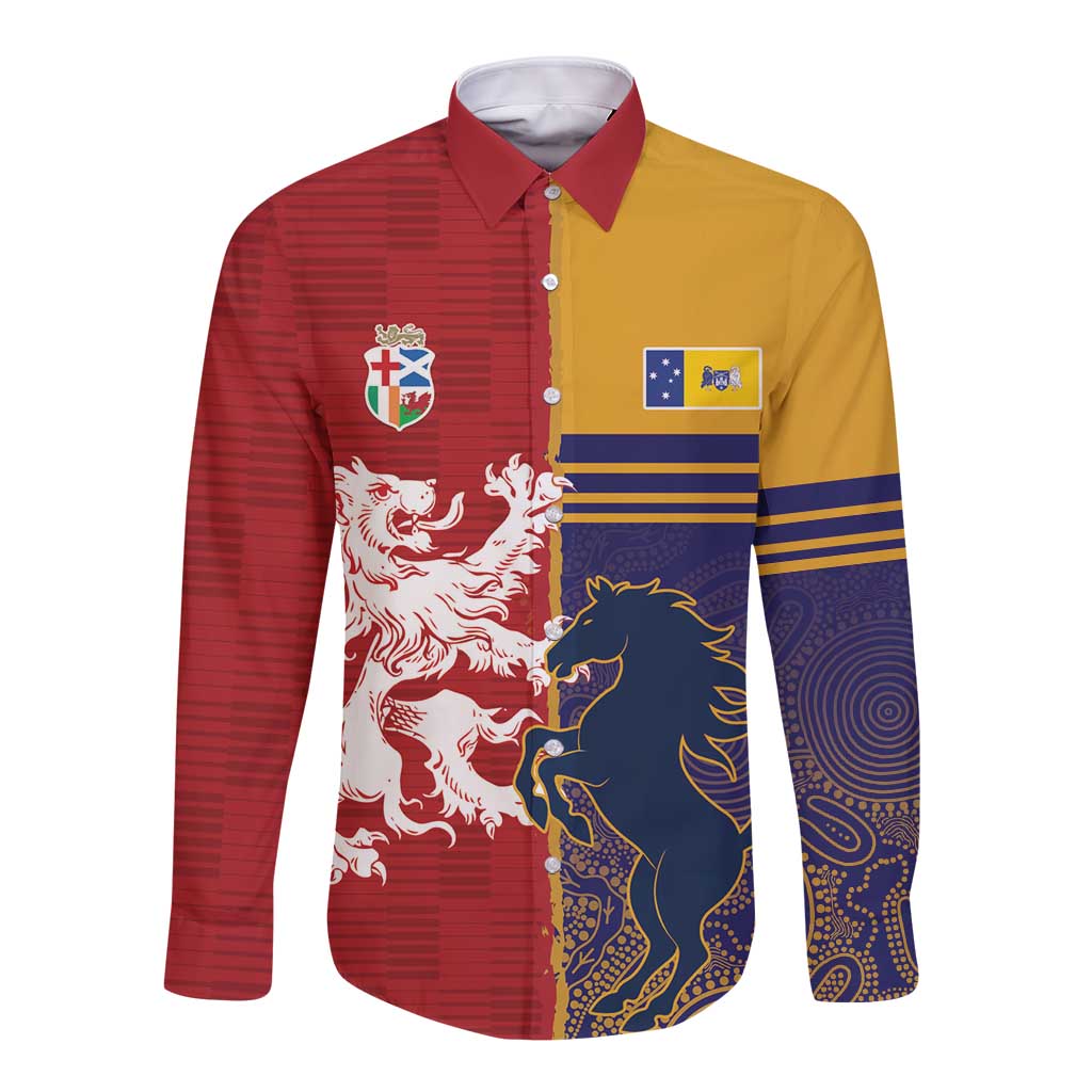 Custom British Lions Queensland Long Sleeve Button Shirt Unique Style - Aussie Hoodie