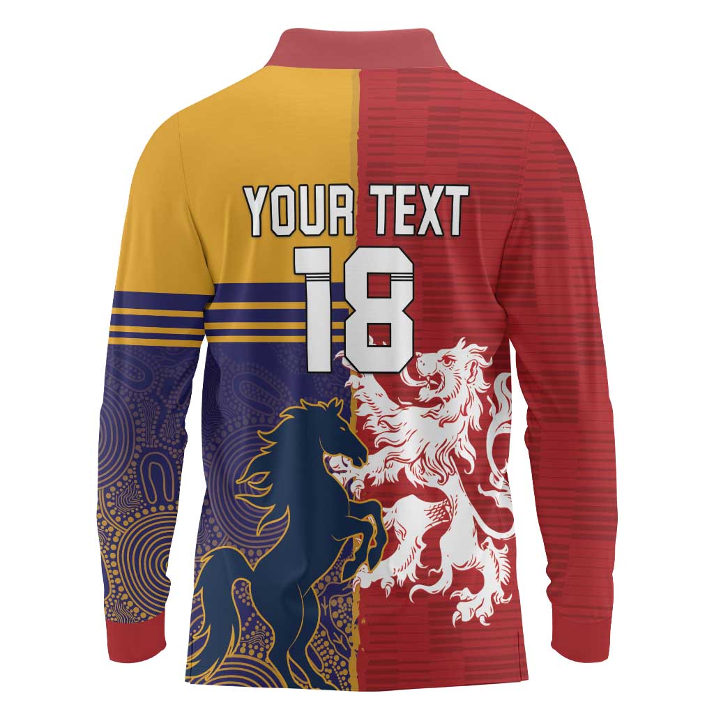 Custom British Lions Queensland Long Sleeve Polo Shirt Unique Style - Aussie Hoodie