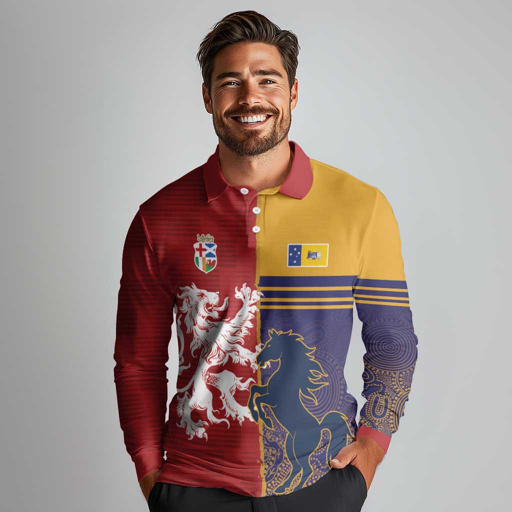 Custom British Lions Queensland Long Sleeve Polo Shirt Unique Style - Aussie Hoodie
