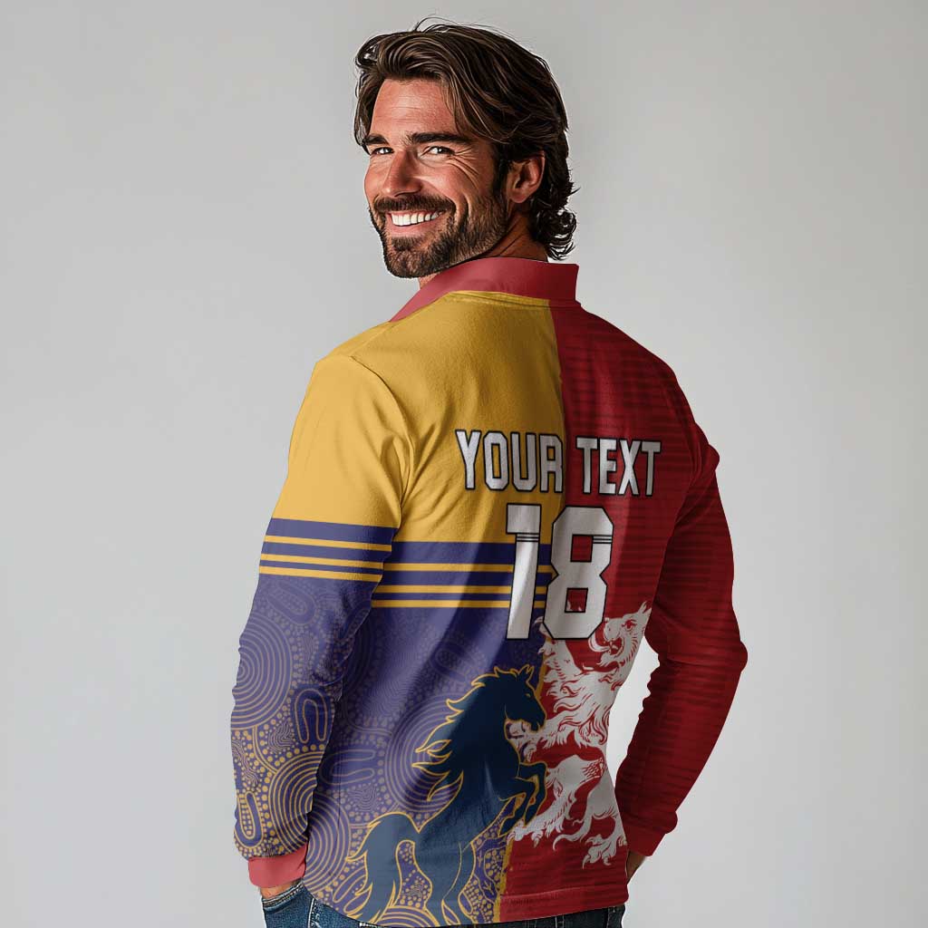 Custom British Lions Queensland Long Sleeve Polo Shirt Unique Style - Aussie Hoodie