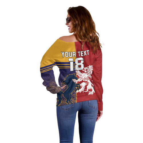 Custom British Lions Queensland Off Shoulder Sweater Unique Style - Aussie Hoodie