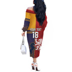 Custom British Lions Queensland Off The Shoulder Long Sleeve Dress Unique Style - Aussie Hoodie