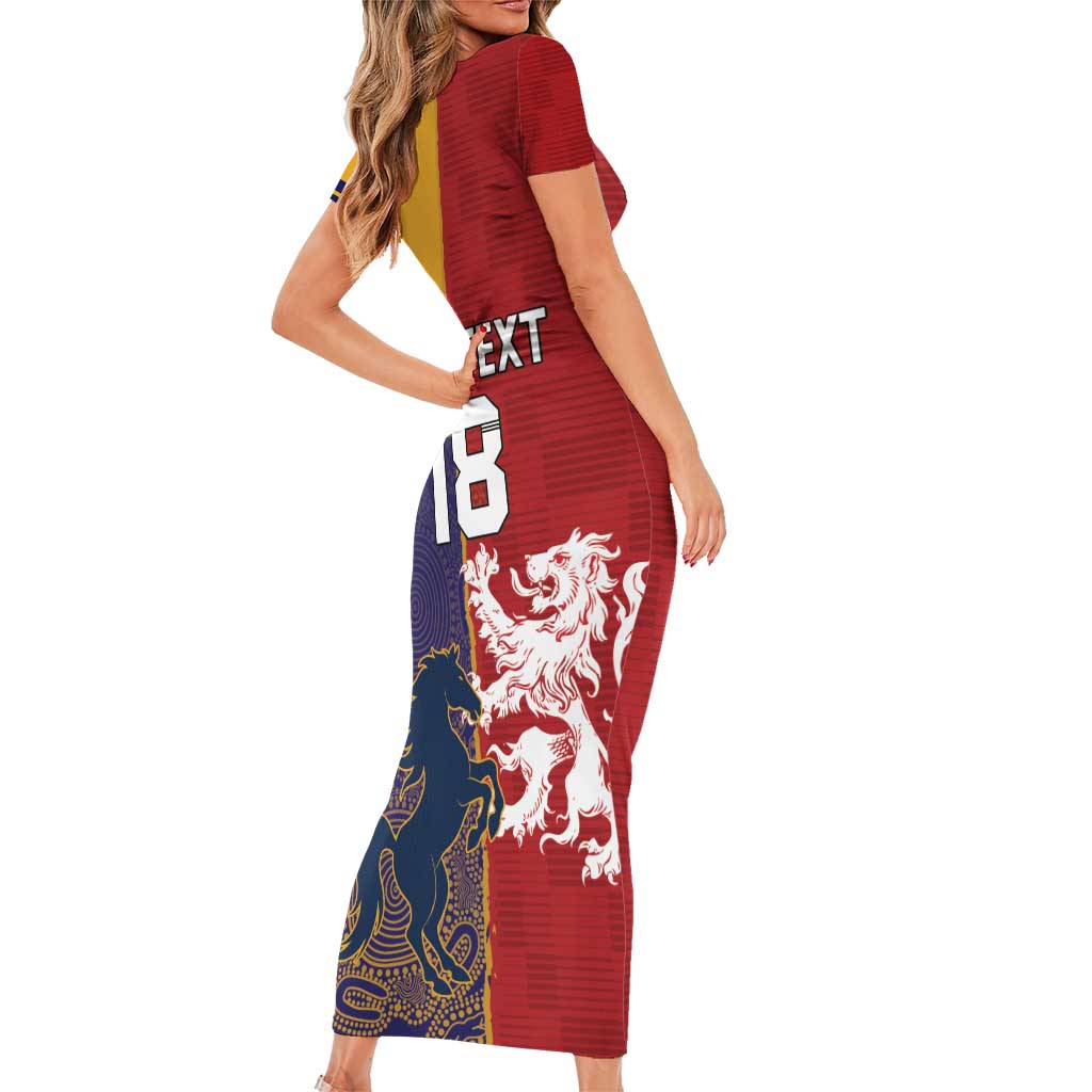 Custom British Lions Queensland Short Sleeve Bodycon Dress Unique Style - Aussie Hoodie