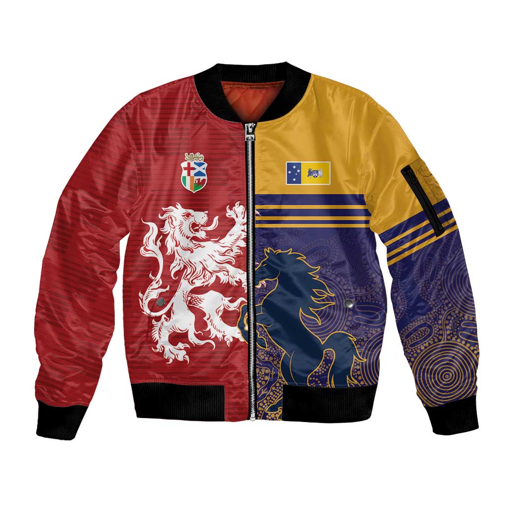 Custom British Lions Queensland Sleeve Zip Bomber Jacket Unique Style - Aussie Hoodie