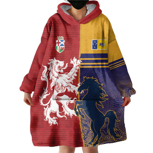Custom British Lions Queensland Wearable Blanket Hoodie Unique Style - Aussie Hoodie