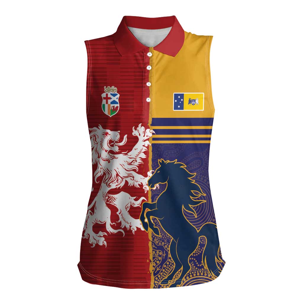 Custom British Lions Queensland Women Sleeveless Polo Shirt Unique Style - Aussie Hoodie
