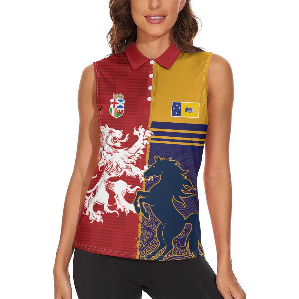 Custom British Lions Queensland Women Sleeveless Polo Shirt Unique Style - Aussie Hoodie