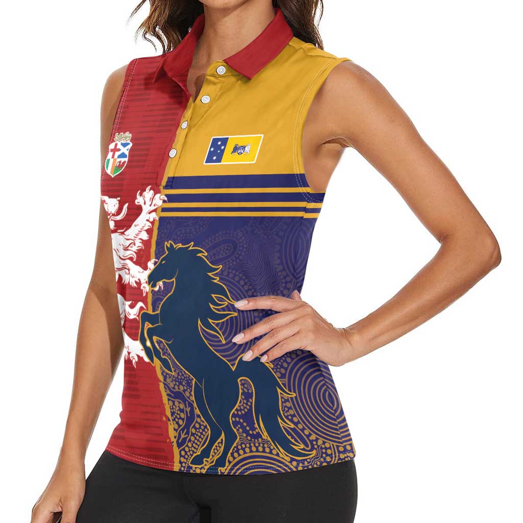 Custom British Lions Queensland Women Sleeveless Polo Shirt Unique Style - Aussie Hoodie