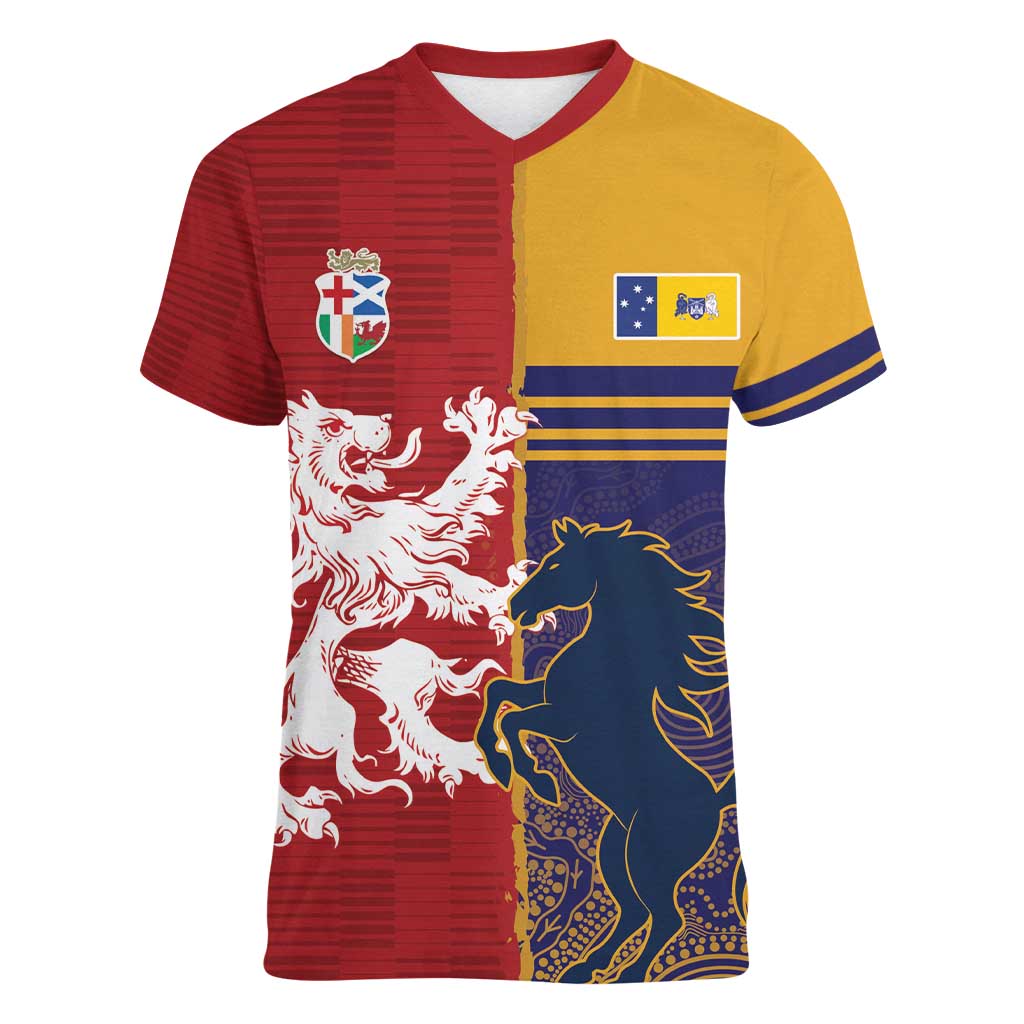 Custom British Lions Queensland Women V-Neck T-Shirt Unique Style - Aussie Hoodie