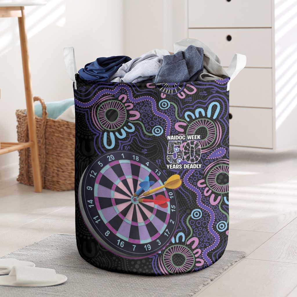 First Nations Darts NAIDOC 2026 Laundry Basket Aboriginal Dot Art Dartboard Purple