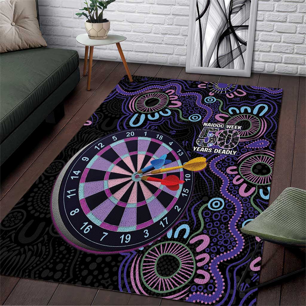 First Nations Darts NAIDOC 2026 Area Rug Aboriginal Dot Art Dartboard Purple