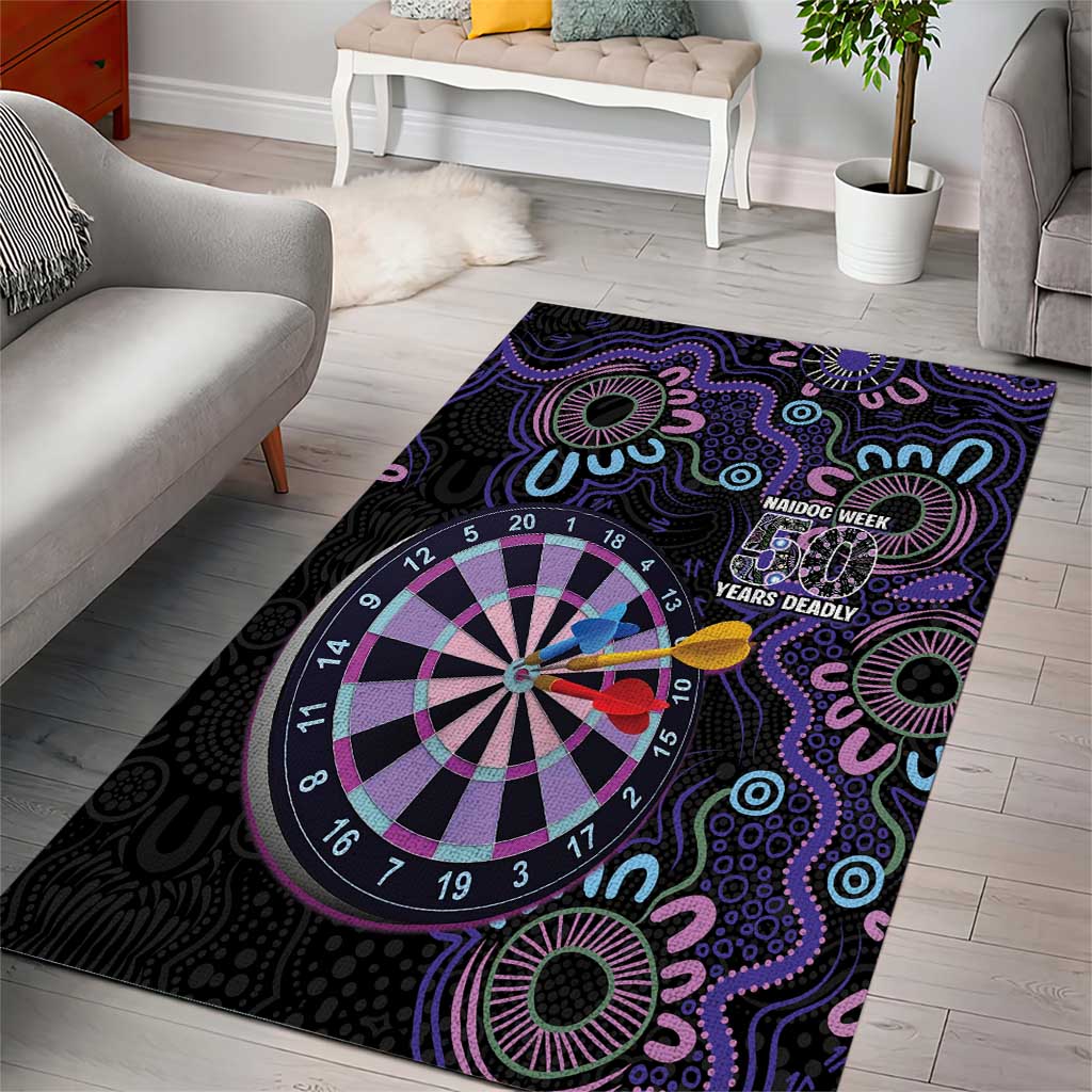First Nations Darts NAIDOC 2026 Area Rug Aboriginal Dot Art Dartboard Purple