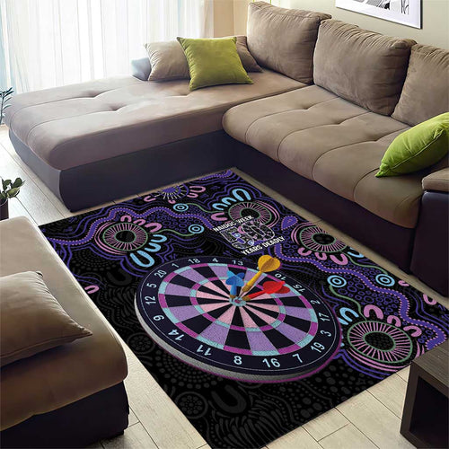 First Nations Darts NAIDOC 2026 Area Rug Aboriginal Dot Art Dartboard Purple