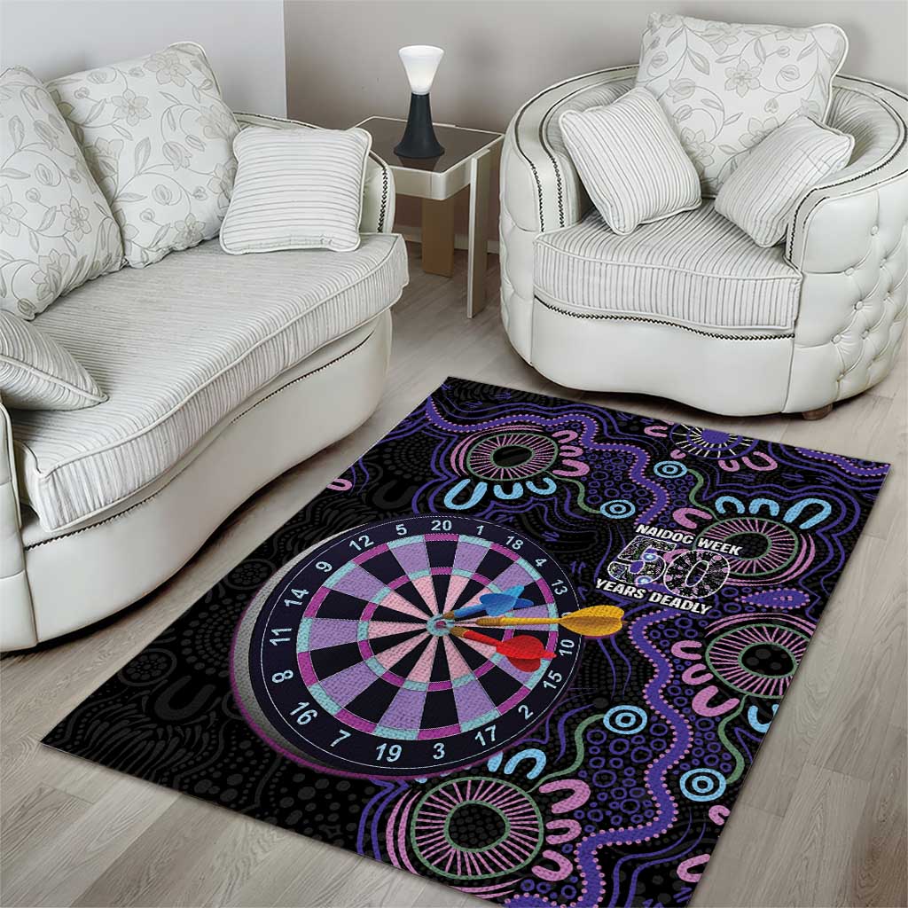 First Nations Darts NAIDOC 2026 Area Rug Aboriginal Dot Art Dartboard Purple