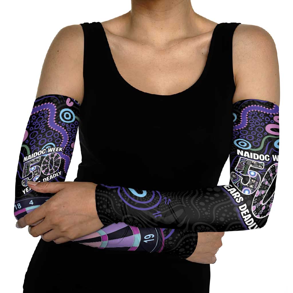 First Nations Darts NAIDOC 2026 Arm Sleeves Aboriginal Dot Art Dartboard Purple
