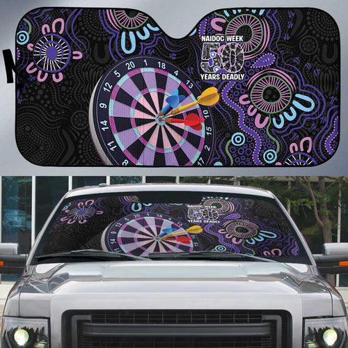 First Nations Darts NAIDOC 2026 Auto Sun Shade Aboriginal Dot Art Dartboard Purple