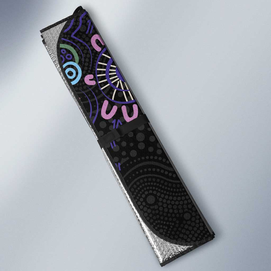 First Nations Darts NAIDOC 2026 Auto Sun Shade Aboriginal Dot Art Dartboard Purple