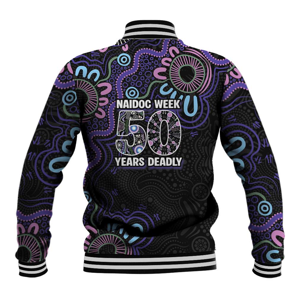 First Nations Darts NAIDOC 2026 Baseball Jacket Aboriginal Dot Art Dartboard Purple