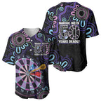 First Nations Darts NAIDOC 2026 Baseball Jersey Aboriginal Dot Art Dartboard Purple
