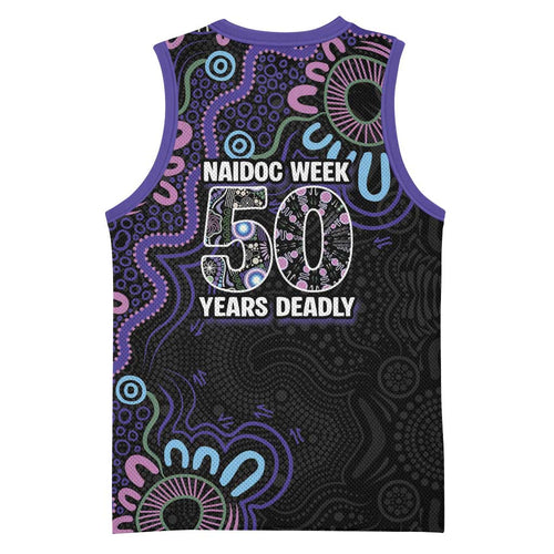 First Nations Darts NAIDOC 2026 Basketball Jersey Aboriginal Dot Art Dartboard Purple