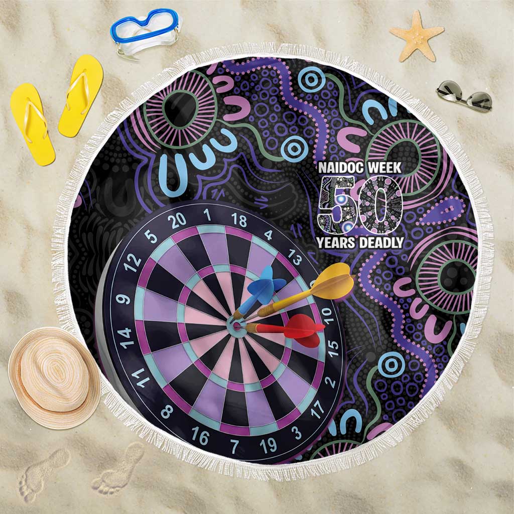 First Nations Darts NAIDOC 2026 Beach Blanket Aboriginal Dot Art Dartboard Purple