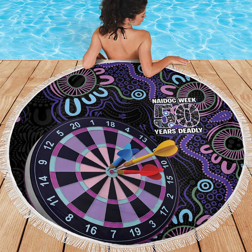 First Nations Darts NAIDOC 2026 Beach Blanket Aboriginal Dot Art Dartboard Purple