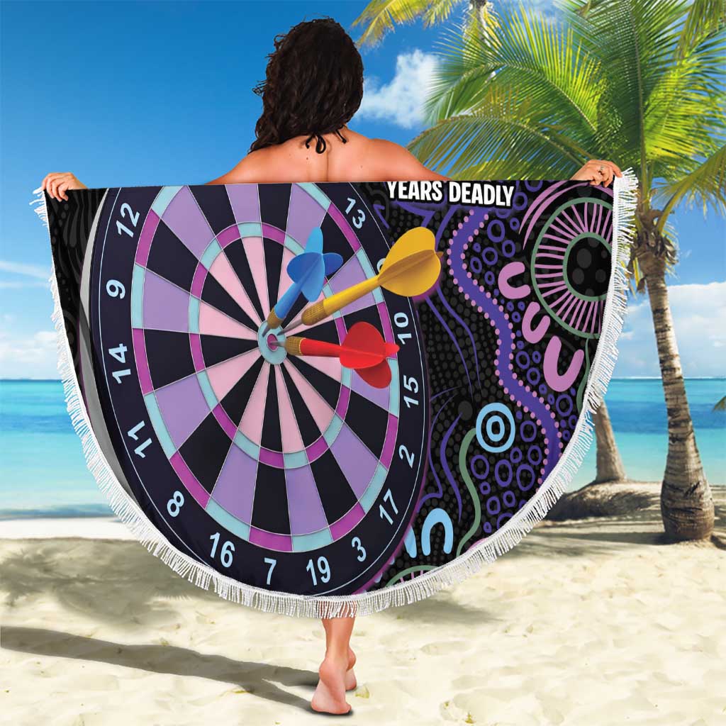 First Nations Darts NAIDOC 2026 Beach Blanket Aboriginal Dot Art Dartboard Purple