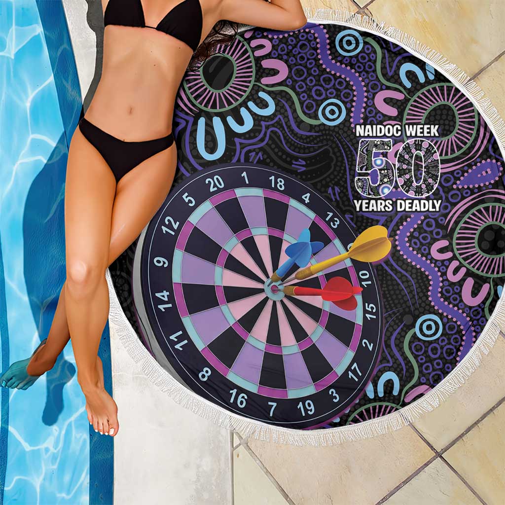 First Nations Darts NAIDOC 2026 Beach Blanket Aboriginal Dot Art Dartboard Purple