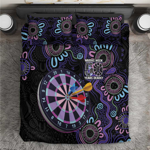 First Nations Darts NAIDOC 2026 Bedding Set Aboriginal Dot Art Dartboard Purple