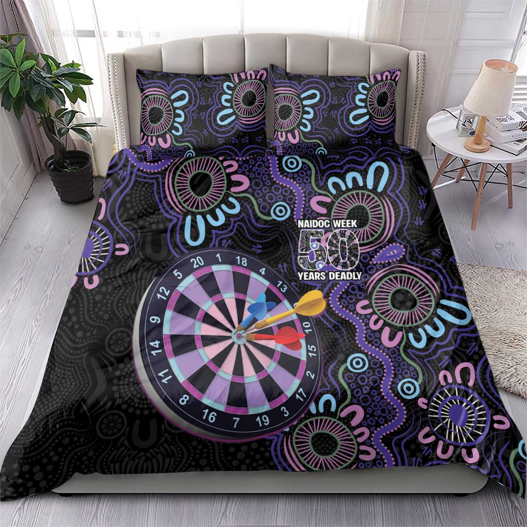 First Nations Darts NAIDOC 2026 Bedding Set Aboriginal Dot Art Dartboard Purple