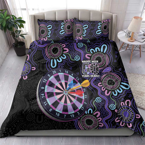 First Nations Darts NAIDOC 2026 Bedding Set Aboriginal Dot Art Dartboard Purple